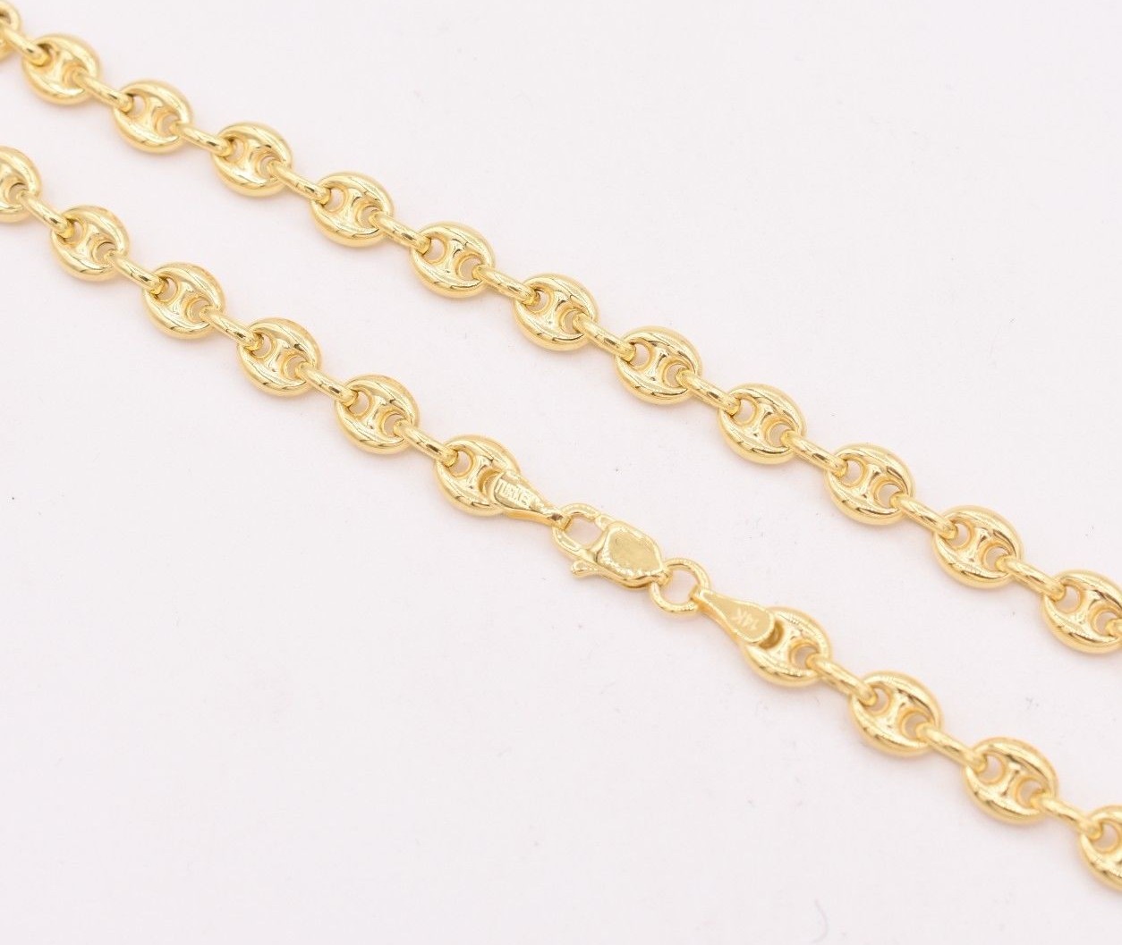 4.7mm Puffed Mariner Anchor Chain Necklace Real Solid 14K Yellow Gold 12″ 4 Kids