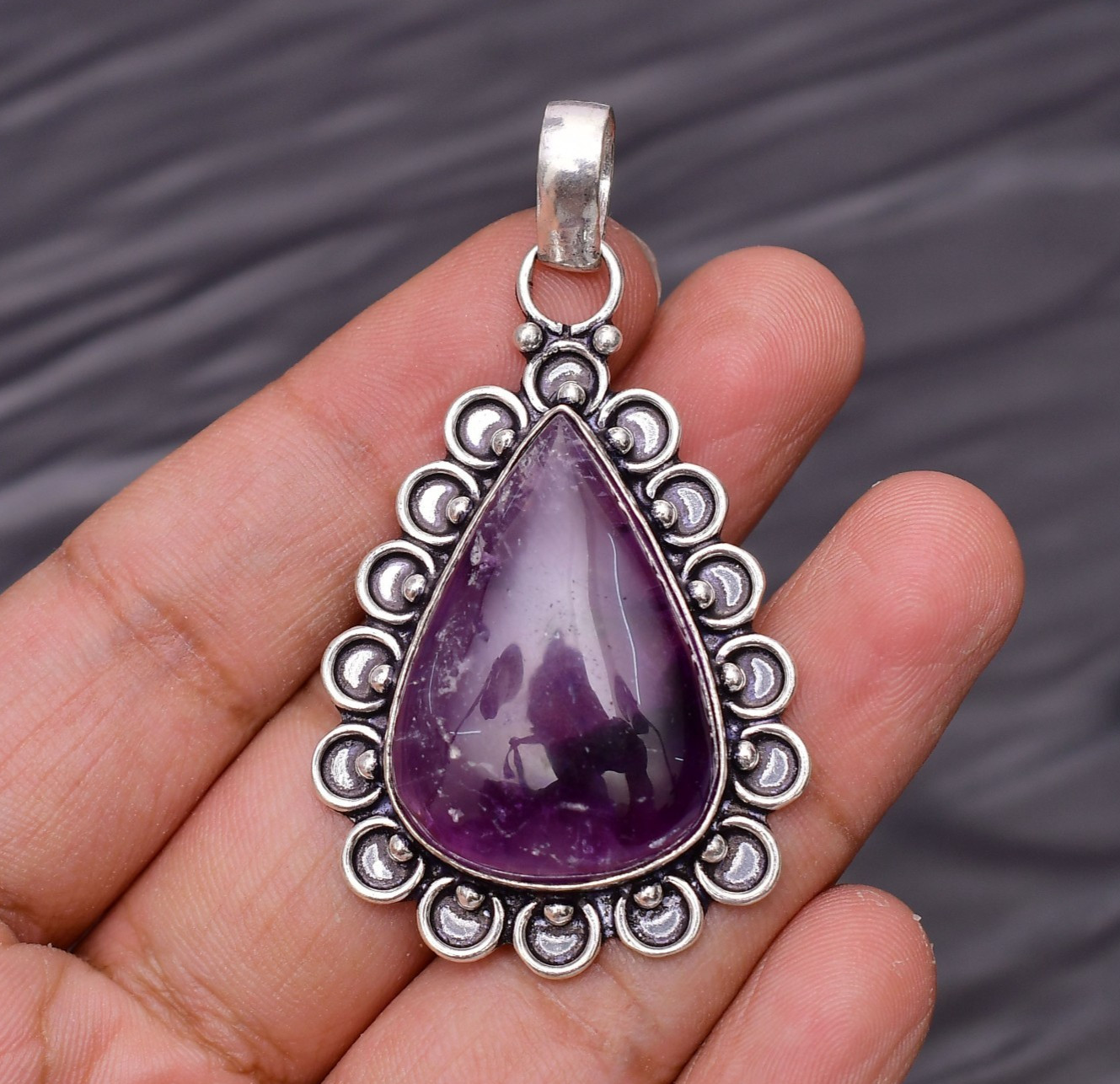 Amethyst Gemstone 925 Sterling Silver Jewelry Pendant 2.24″