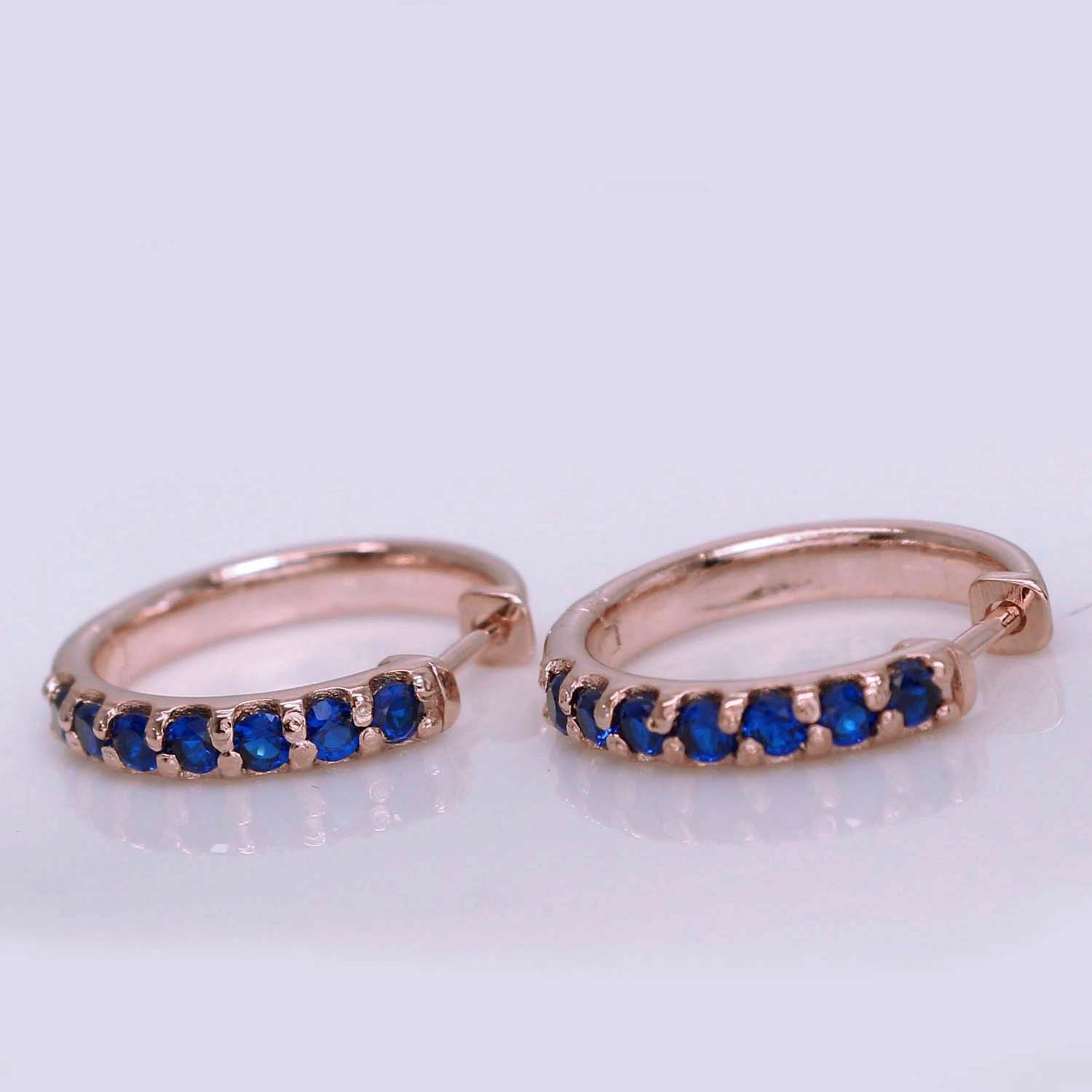 Natural Certified Ceylon Blue Sapphire Gemstone Promise Hoop Earrings 925 Silver