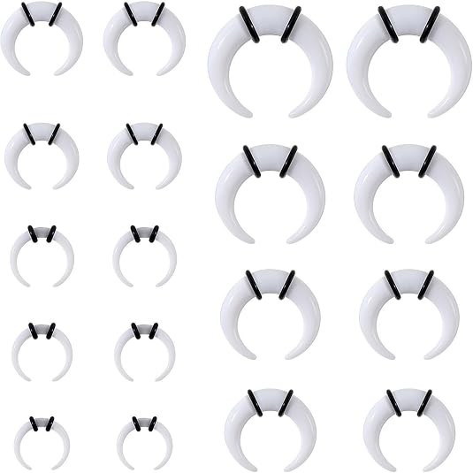 18Pcs Septum Stretching Kit 14G-00G – Pincher C Shape Buffalo Piercing Kit