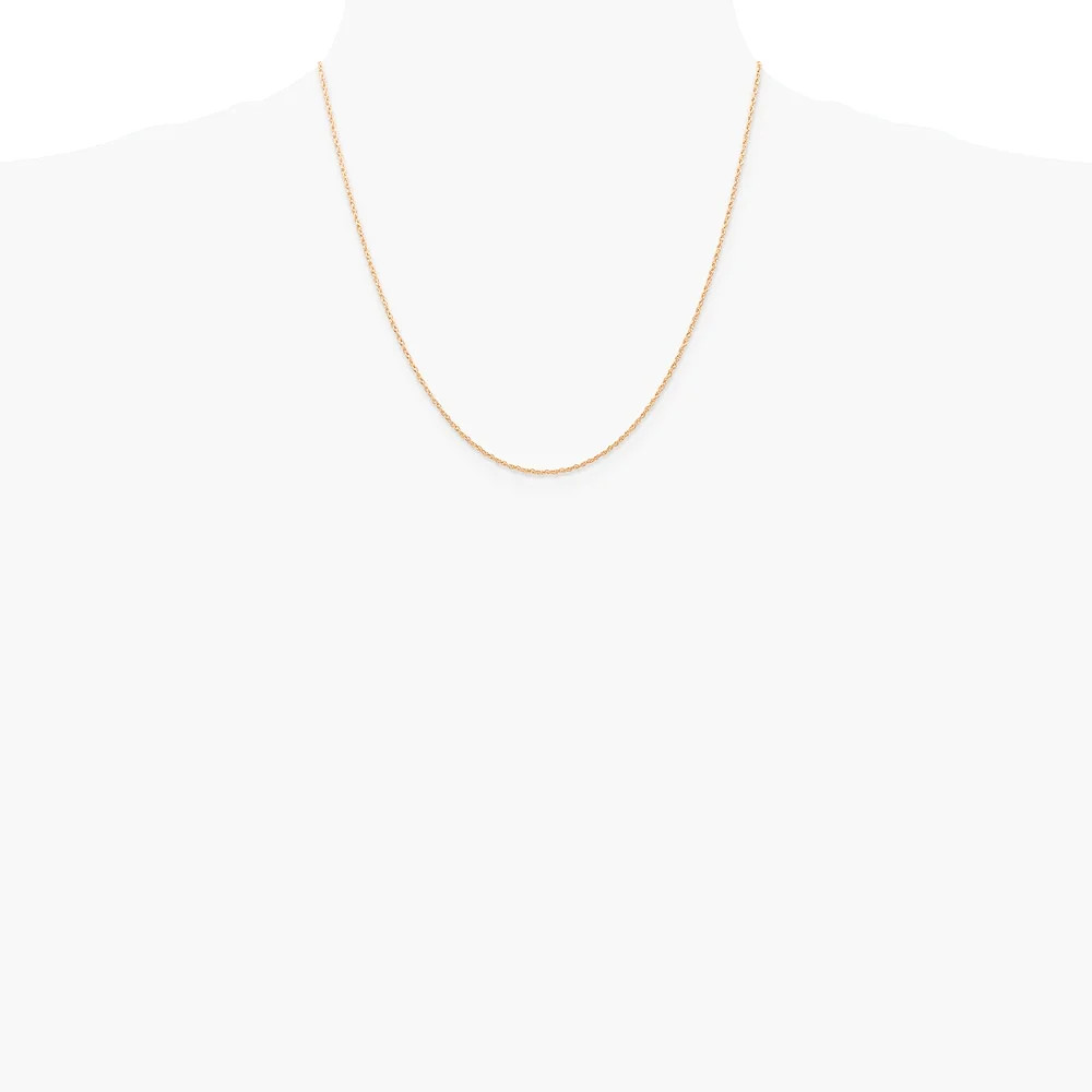 10K Rose Gold .7 Mm Carded Cable Rope Chain Necklace 16″-24″