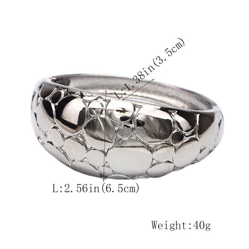 Women Big Bangle Bracelet Statement Cuff Bracelets Punk Rough Surface Jewelry