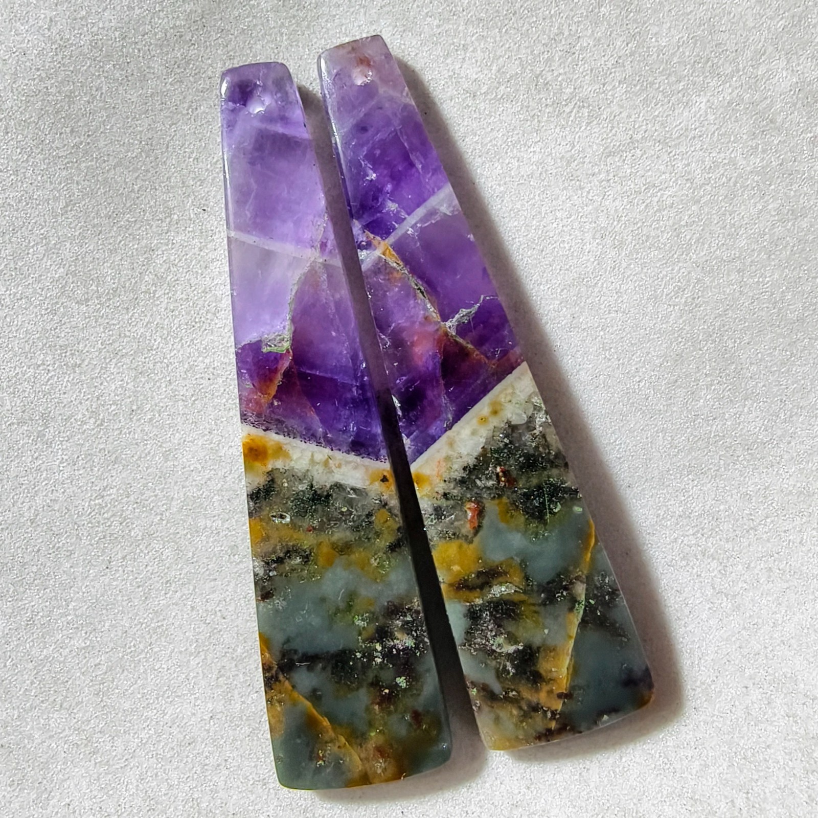 59 Cts Natural Amethyst Drilled Pair Cabochon Gemstone For Earrings 54.7X13.7 MM