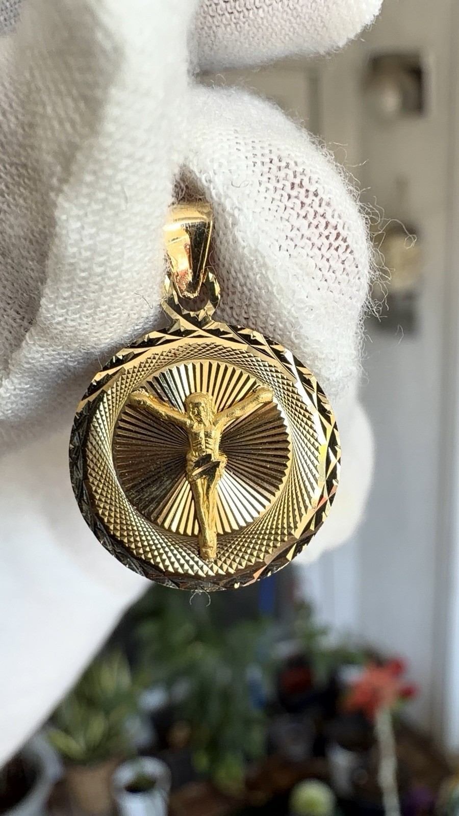 GOLD-14K 3 Color DC 2 Side Virgin Mary & Jesus Religious Charm Pendant For Chain