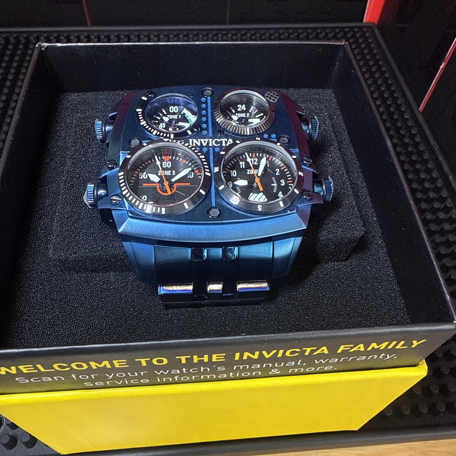 Invicta Aviator ZULU 4 TIME Zone Pilot Men’s 50mm Blue 50655