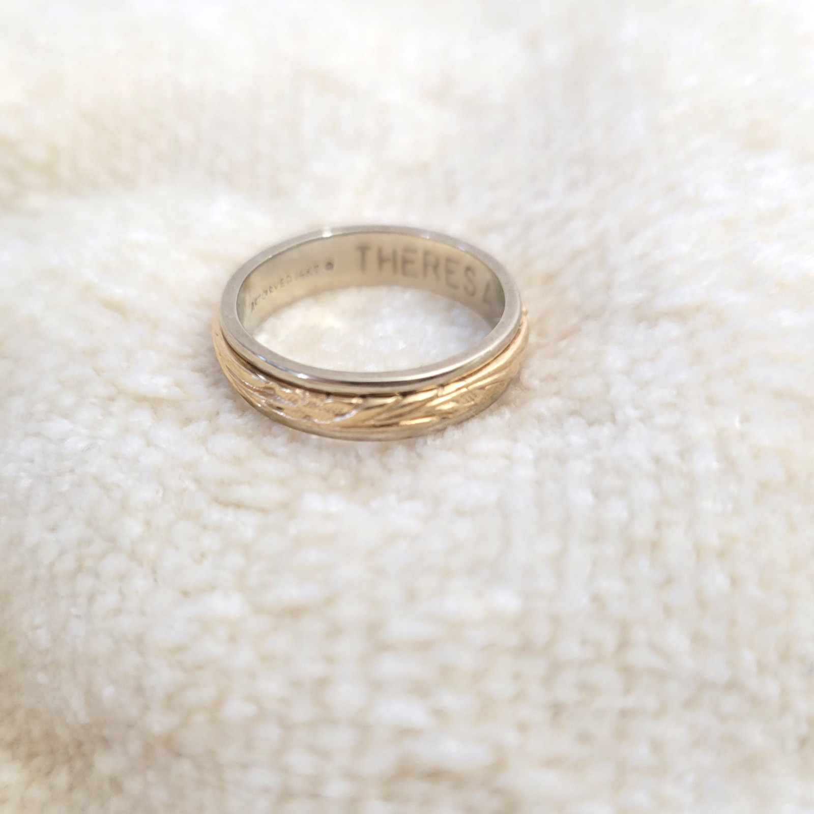 Vintage ArtCarved 14k Iconic 2-Tone Gold Floral Eternity Wedding Band 4.4g