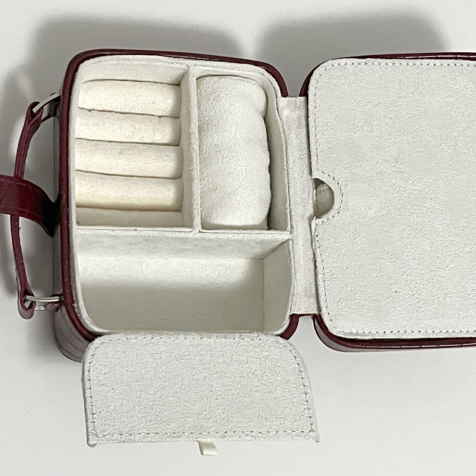 Mini Red Travel Jewelry Box with Handle