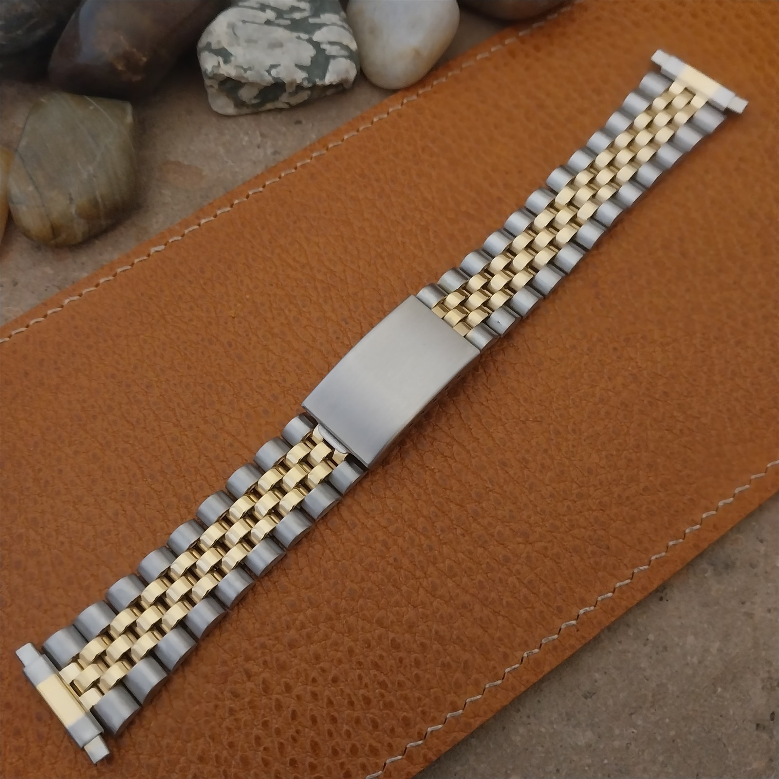 16mm 18mm 19mm 20mm Yellow Gold-Tone & Stainless Steel Jubilee Unused Watch Band