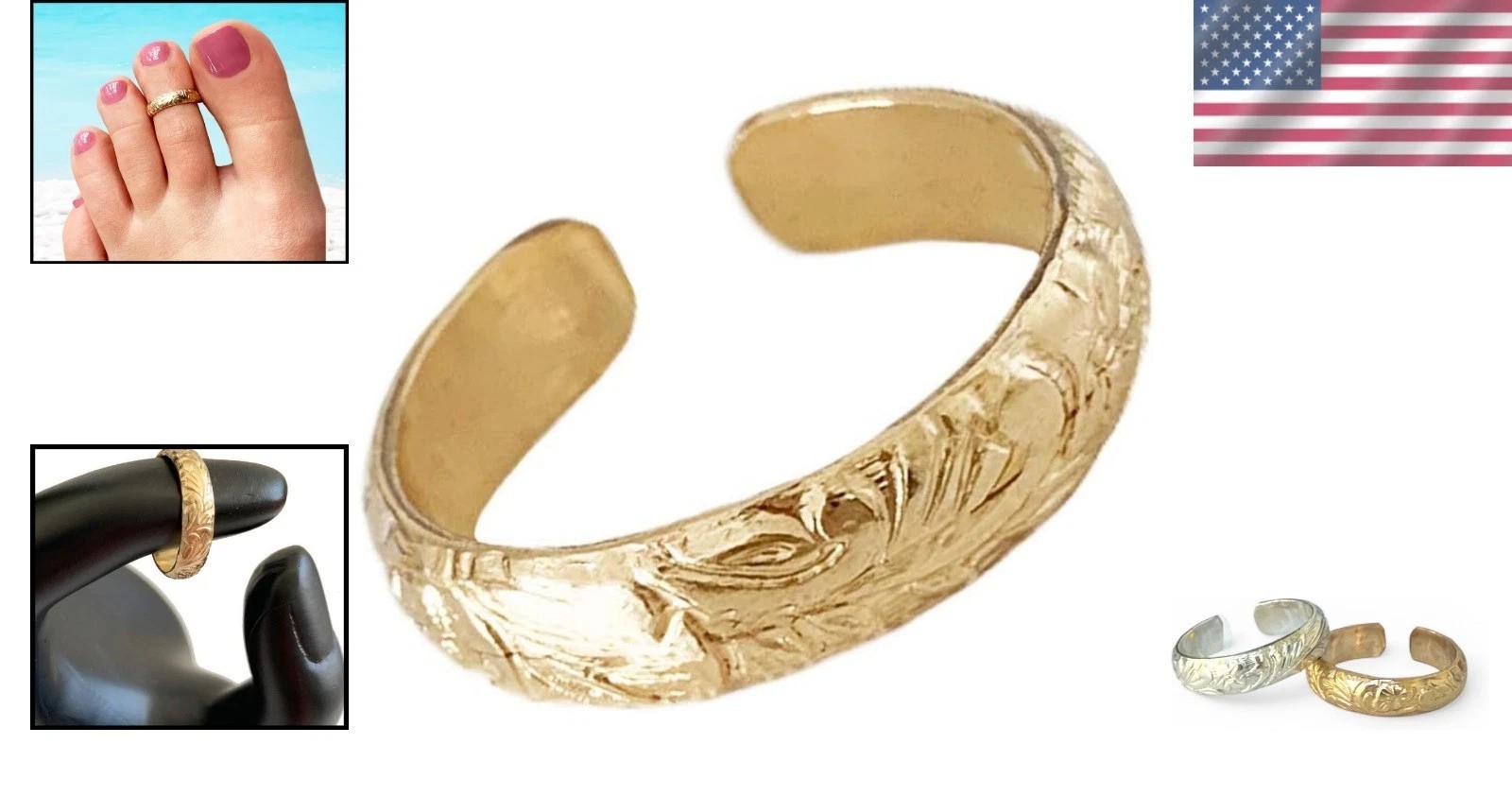 Comfort Fit Adjustable Toe Ring in Gold or Silver – Perfect Summer Accessory