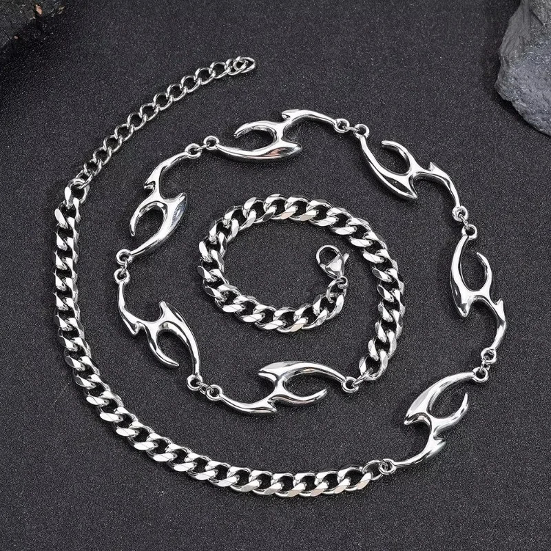 New Punk Irregular Titanium Steel Necklace for Man Hip Hop Necklace Collar Chai