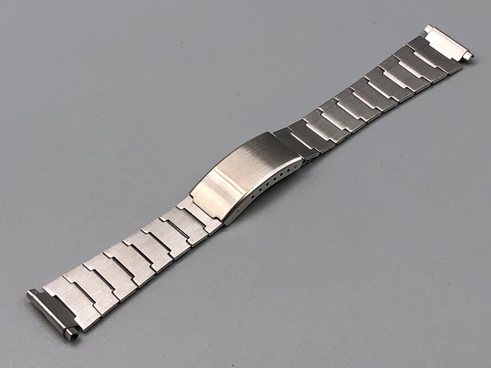 VINTAGE NOS 60s 70s STAINLESS STEEL WATCH CHRONOGRAPH BRACELET 16-21mm HEUER