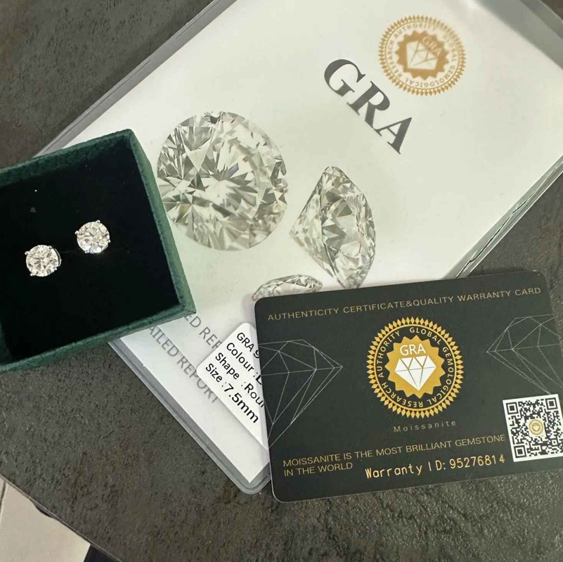 Real 0.1-3CT GRA Test Passed Moissanite Stud Earrings for Women Men S925 Silver