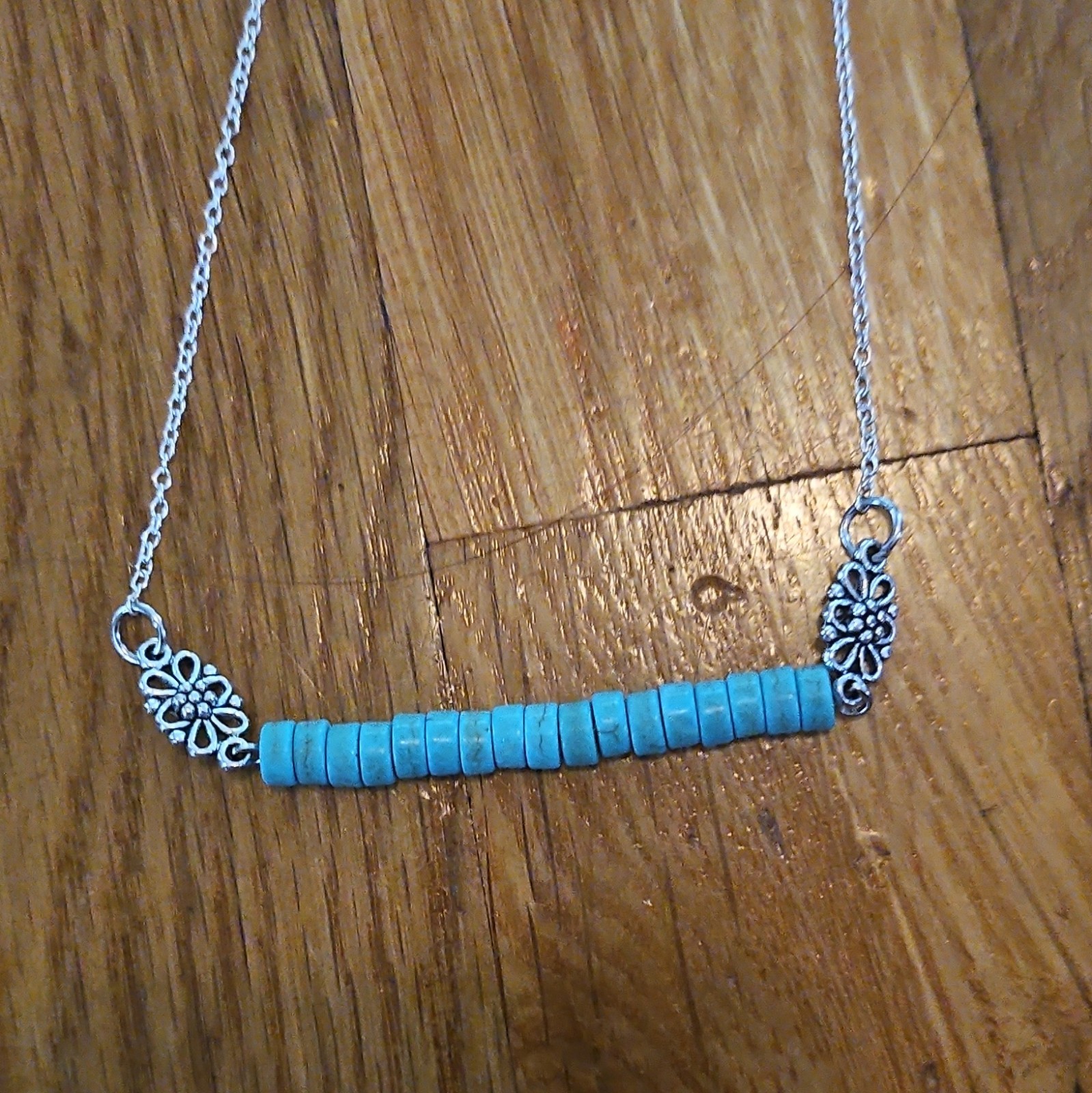 Lot of 2 Bohemian Pendant Necklaces Suede, Silver Bar Charms