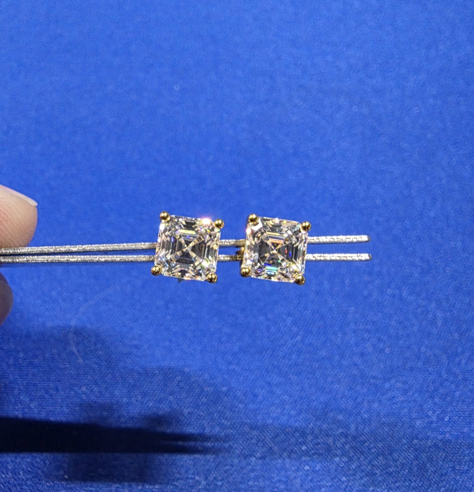 Moissanite Stud Earrings Square Asscher Cut 925 Sterling Silver 1ct 2ct GRA Gold