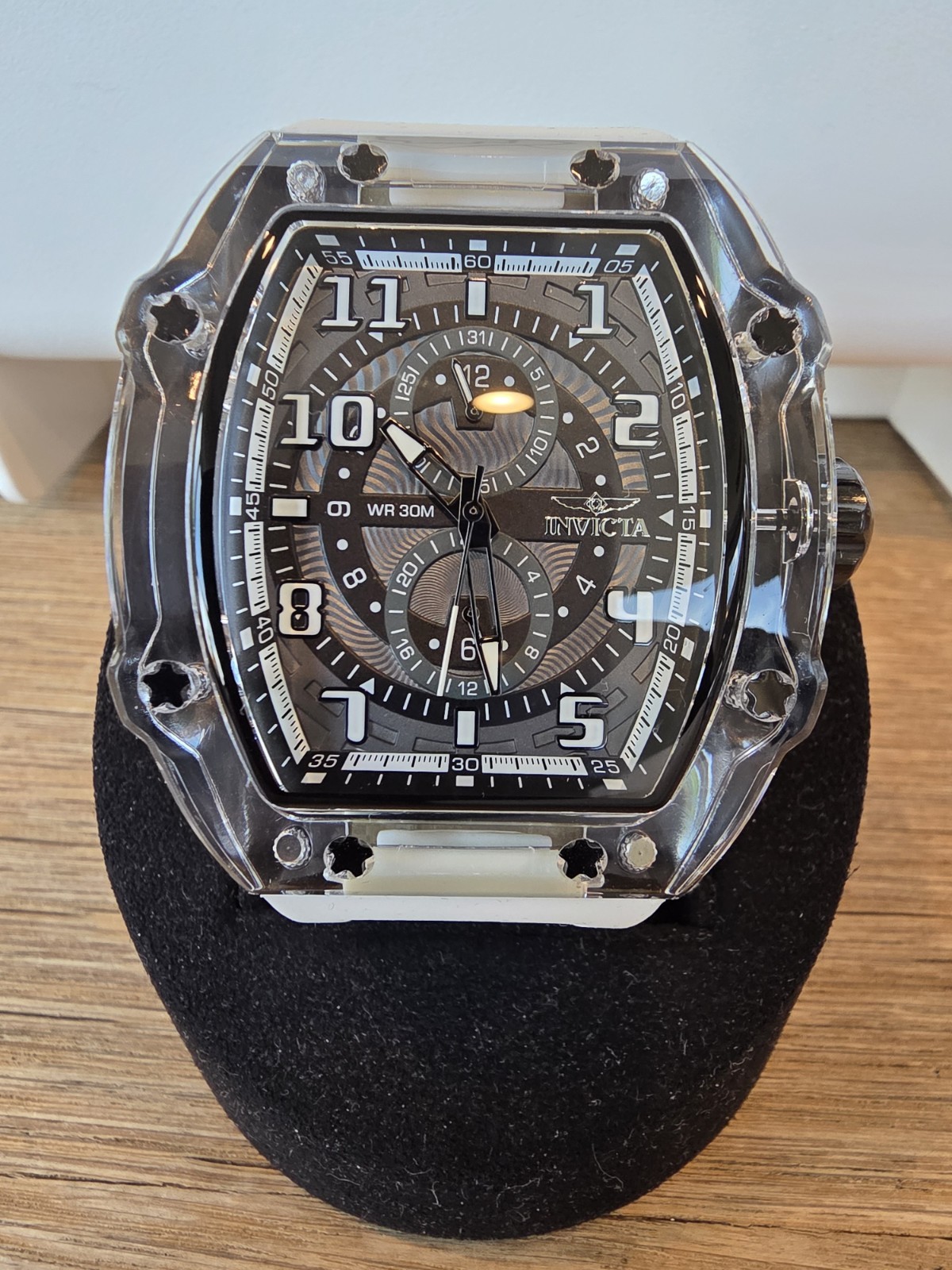 Invicta Racing Quartz Black Dial White Silicone Men’s Sport Wristwatch 48.5mm