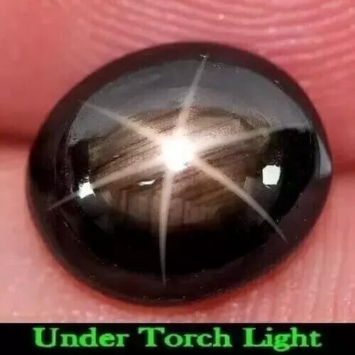 Natural Black Star Sapphire 6 Rays 9.55 Ct Oval Cabochon Loose Gemstone