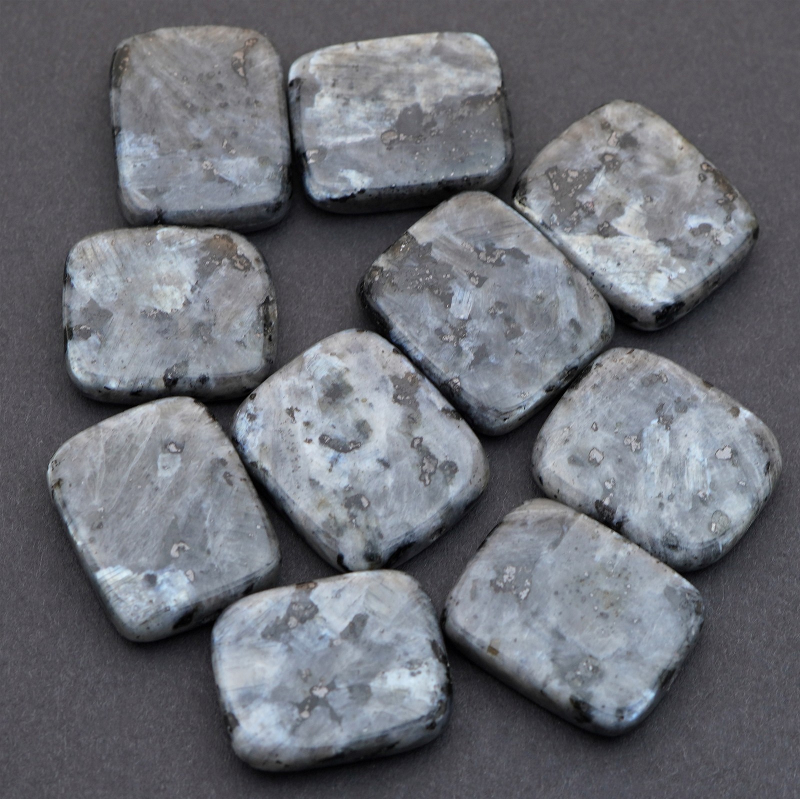 10 grey black flat rectangular Norwegian moonstone beads stone ranges 18mm 20mm