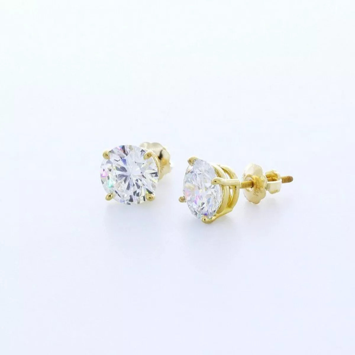 Solid 14K White Gold Stud Earrings Classic 3.01 CT Round Natural Diamond F VS2