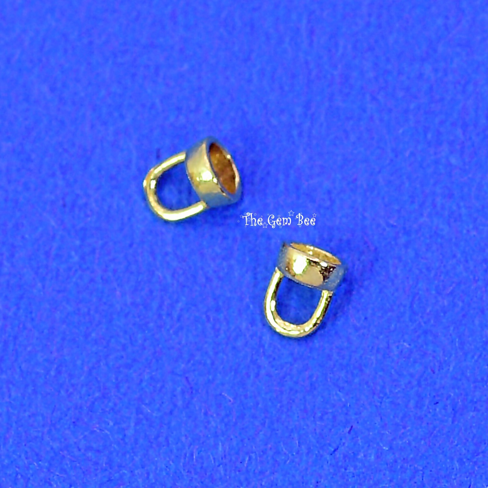 14K Solid Yellow Gold Crimp Hook Cups Ends Findings With Bars Quantity: (2)