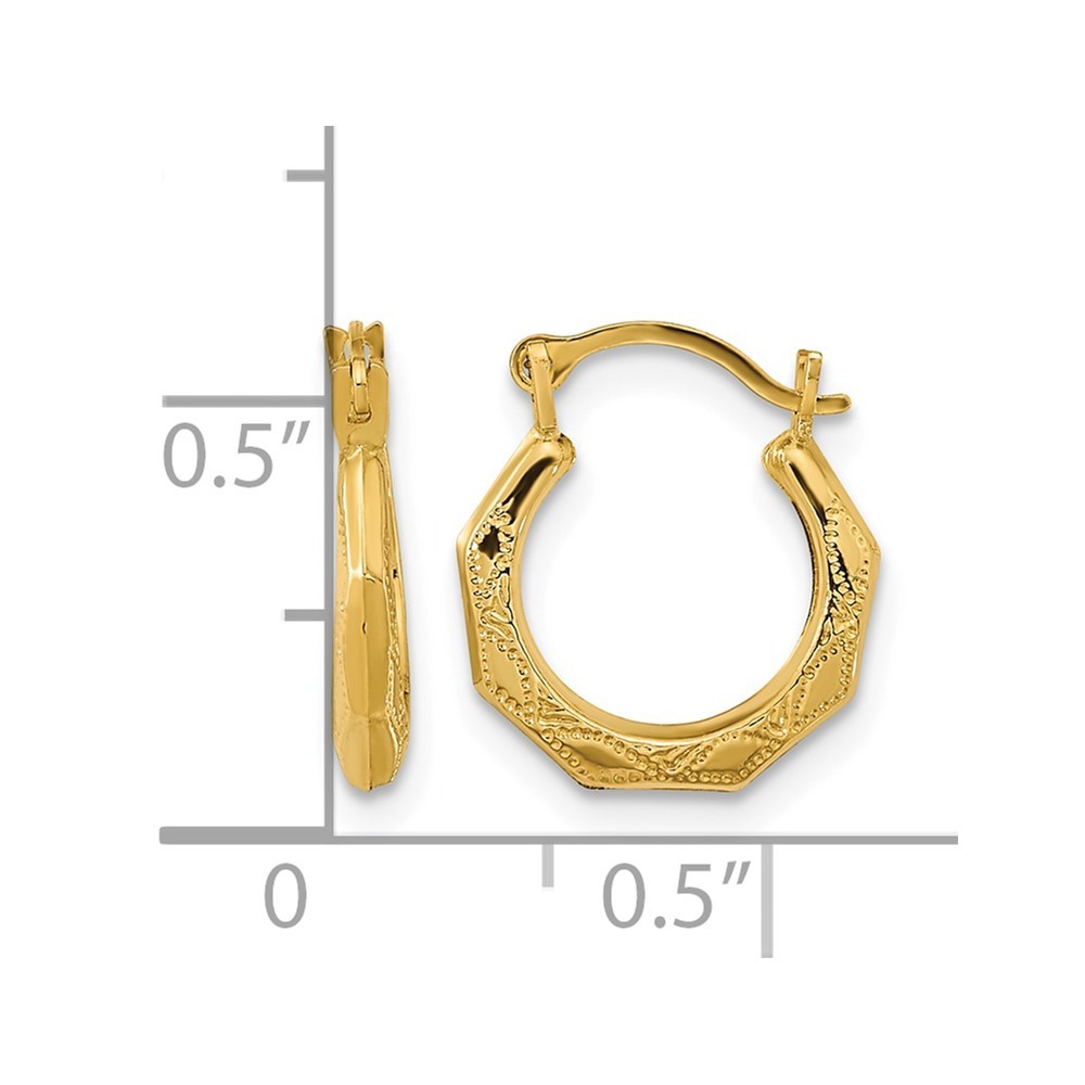 14k Yellow Gold Hoop Earrings 0.27g L-13mm, W-12mm Gift for Mother