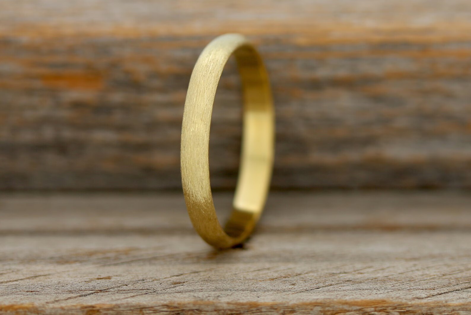 Brushed Brass Band, Pure Brass Ring, Half Round Unisex Men Women Jewelry Gift