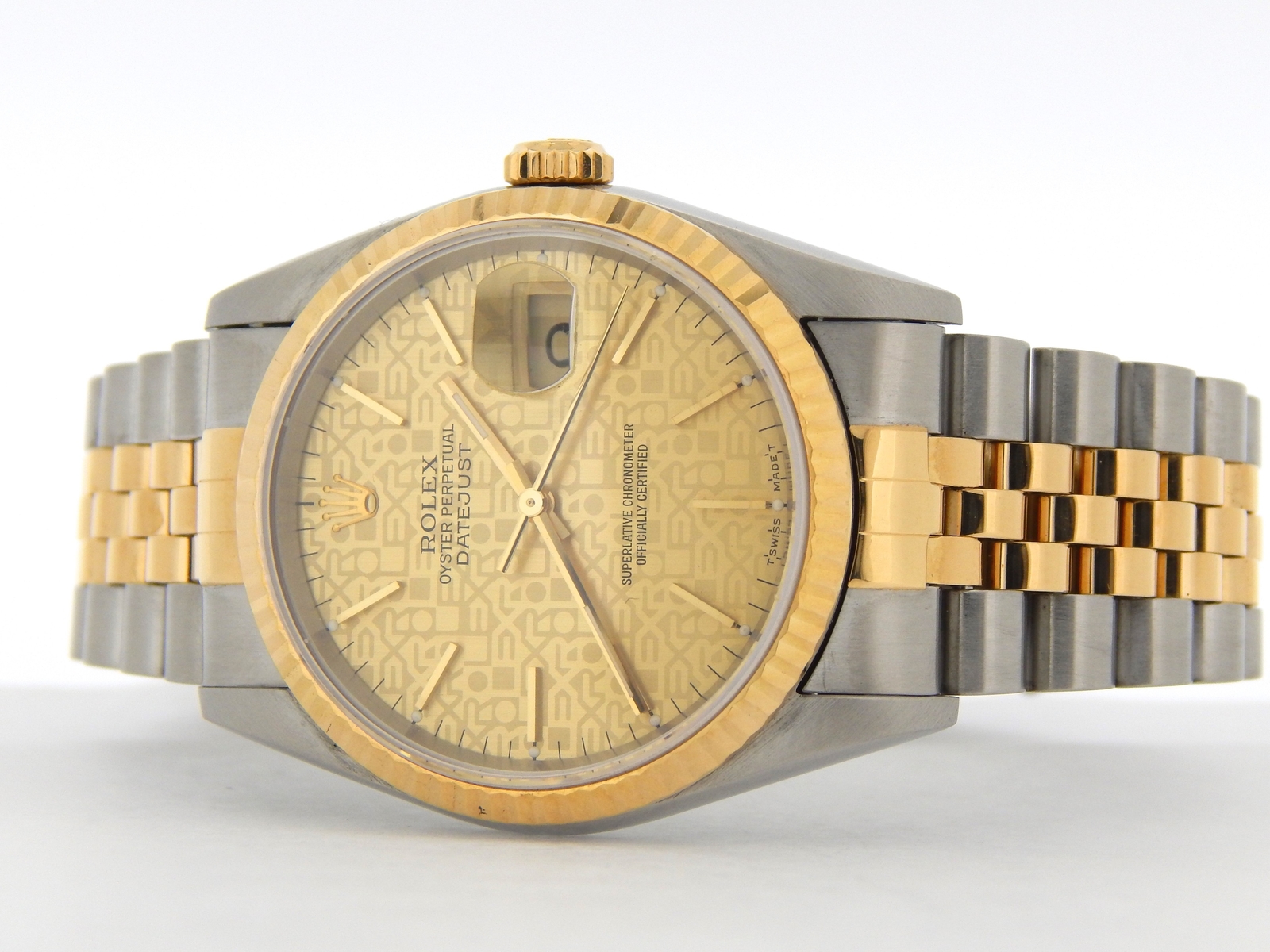 Mens Rolex 2Tone 18k Gold Stainless Steel Datejust Watch Anniversary Dial 16233