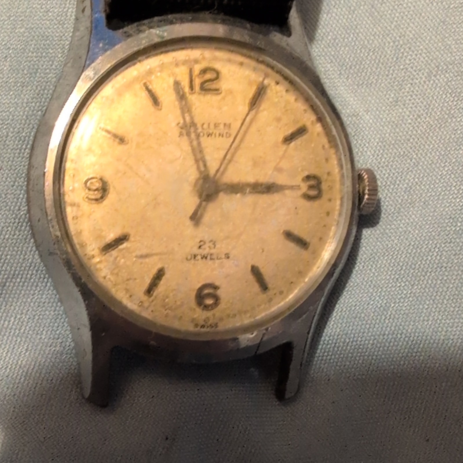 Bulova Accutron Automatic Self-Winding 23J Vintage 33mm SS Black Nylon Strap