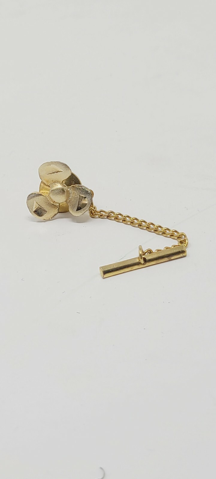 Vtg nautical boat propeller tie tac pin men accessories gold tone ocean sport