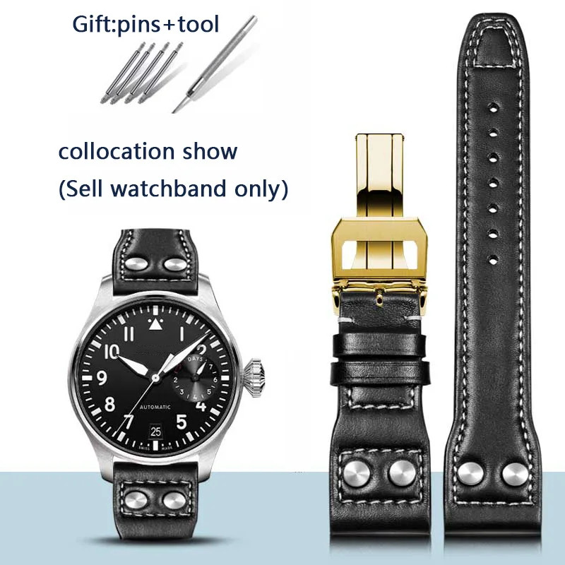 Genuine Leather Willow Nail Strap IWC Big Pilot Mark 18 Portuguese 20-22mm