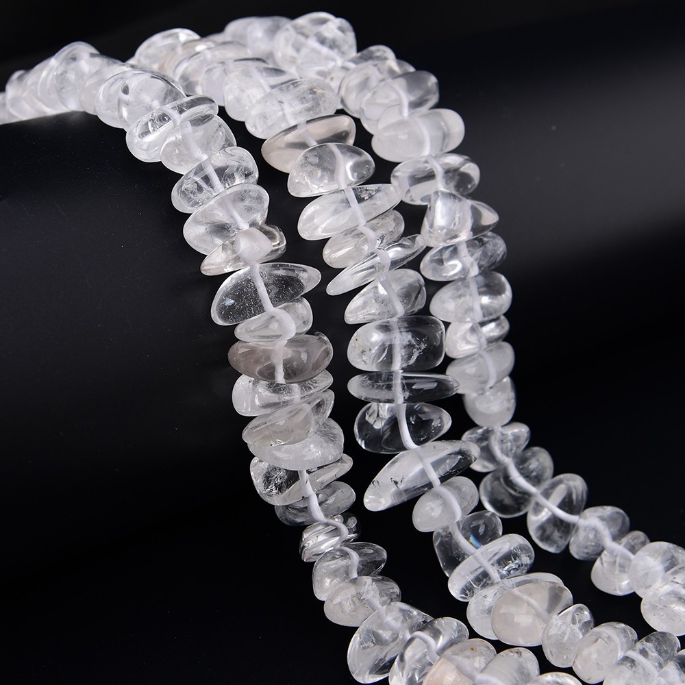 Natural Clear Rock Quartz Smooth Crystal Nugget Loose Space Beads 16” Jewelry