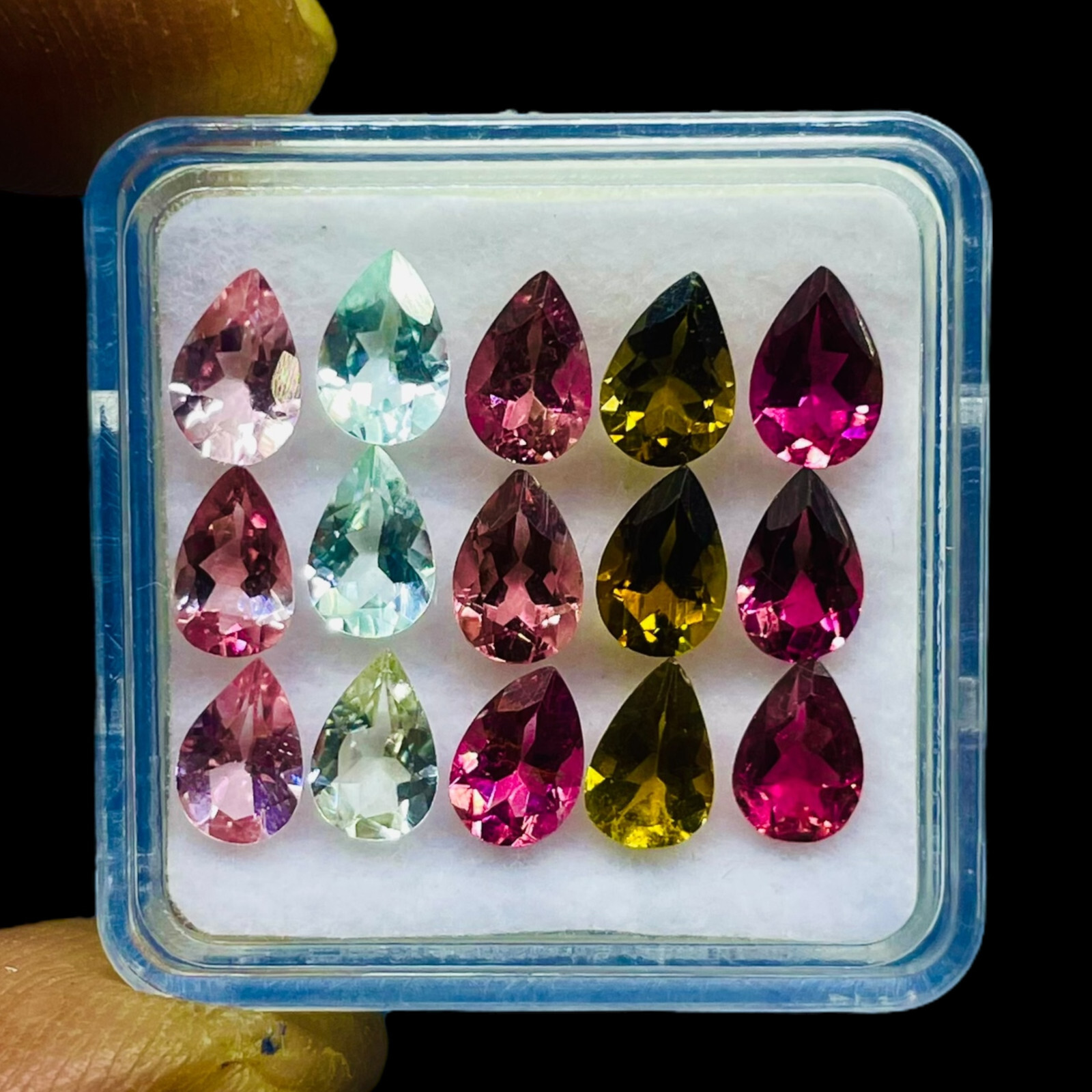 VVS 15 Pcs Natural Multi Tourmaline 6x4mm Pear Cut Loose Untreated Gemstones Lot