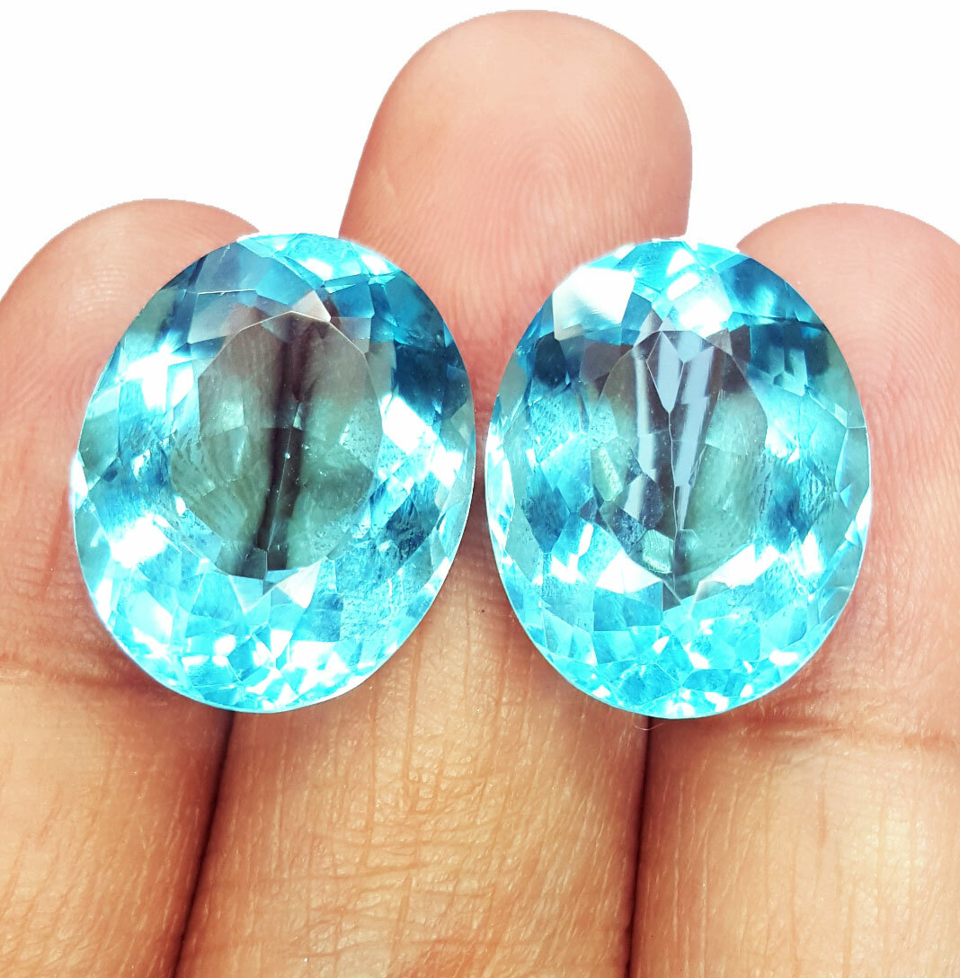 10 to 12 Ct Loose Gemstone Aquamarine Pair Certified Oval Cut AA+ Aquamarine Gem