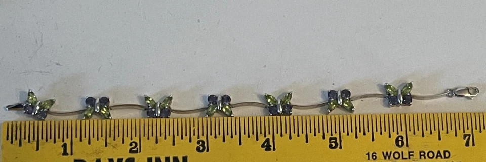 3Ct Lab Created Black Diamond/Emerald Women’s Tennis Bracelet 14K White Gold FN