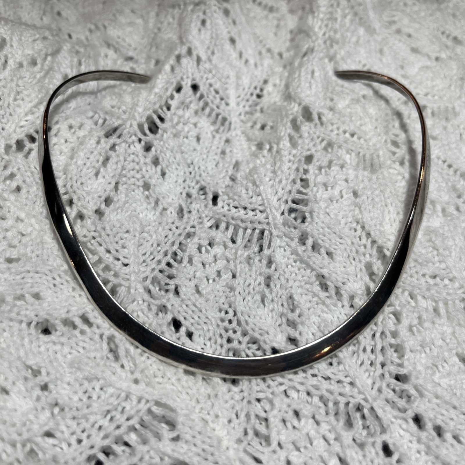Vintage Taxco Mexico 925 Sterling Silver Collar Minimalist Necklace 28G