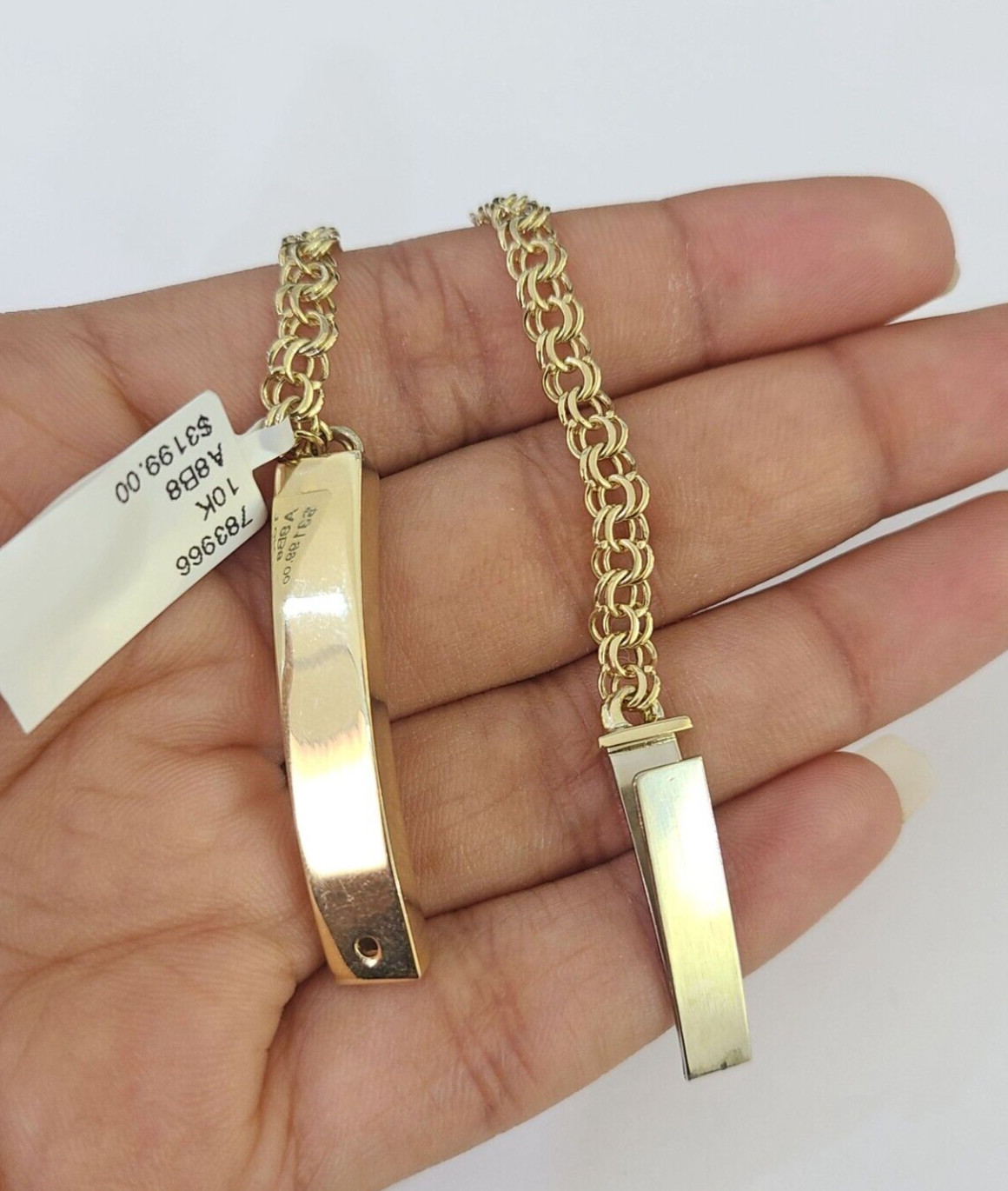 10k Chino ID Bracelet Yellow Gold Box Lock Real 10kt 6.25″