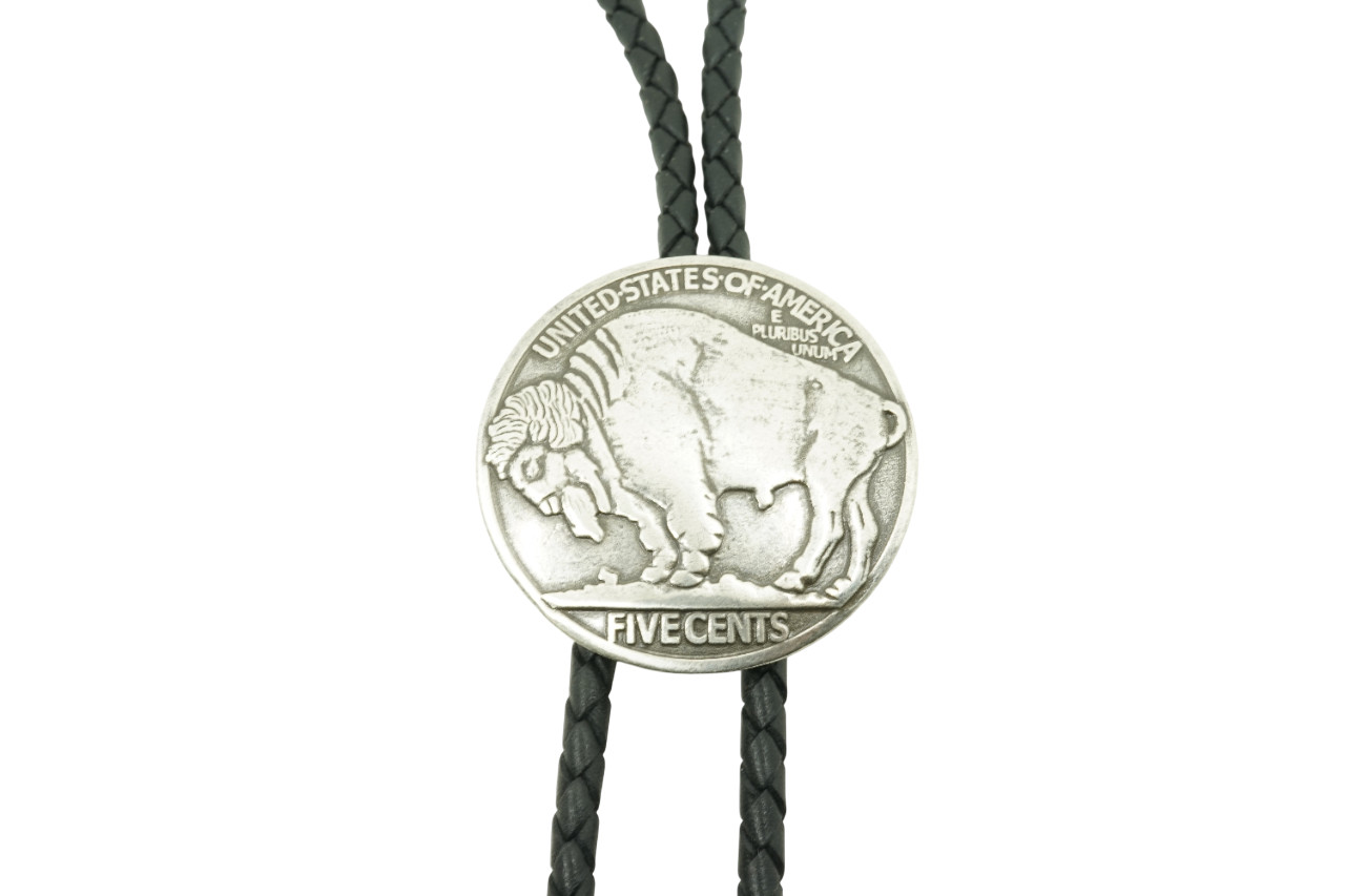 Hand Made Five Cents US Buffalo Nickel Western Cowboy Rodeo Bolo Tie