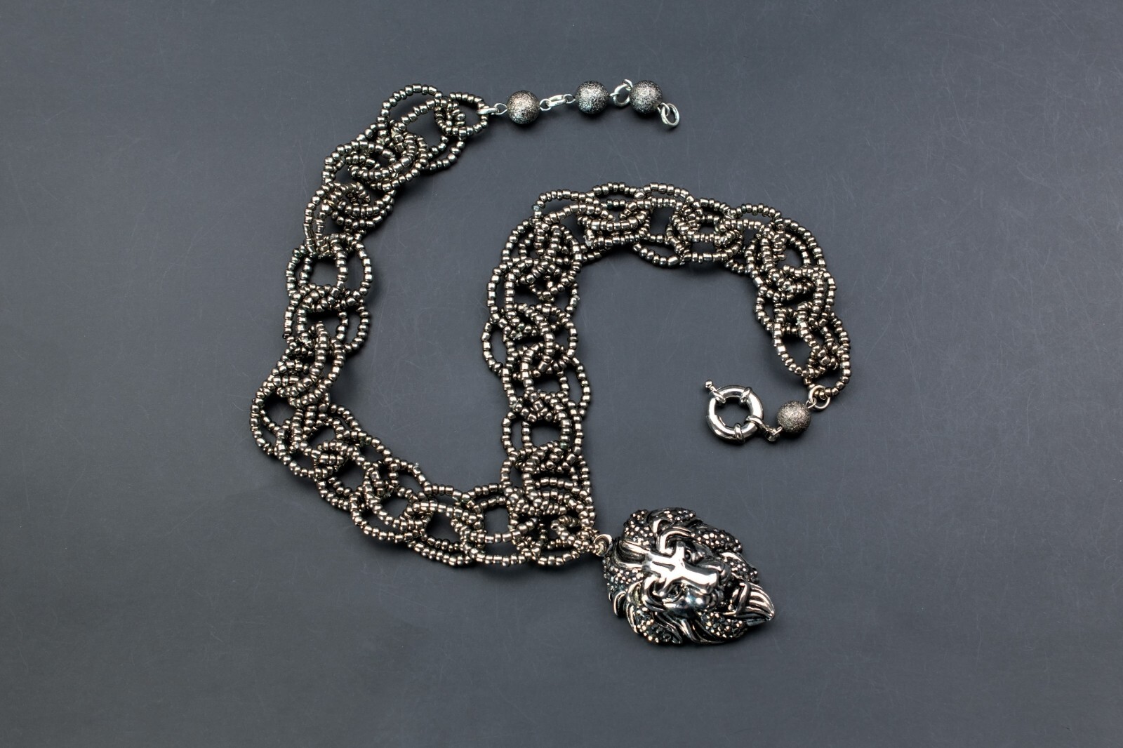 Lion head necklace large, extravagant eye catching necklace
