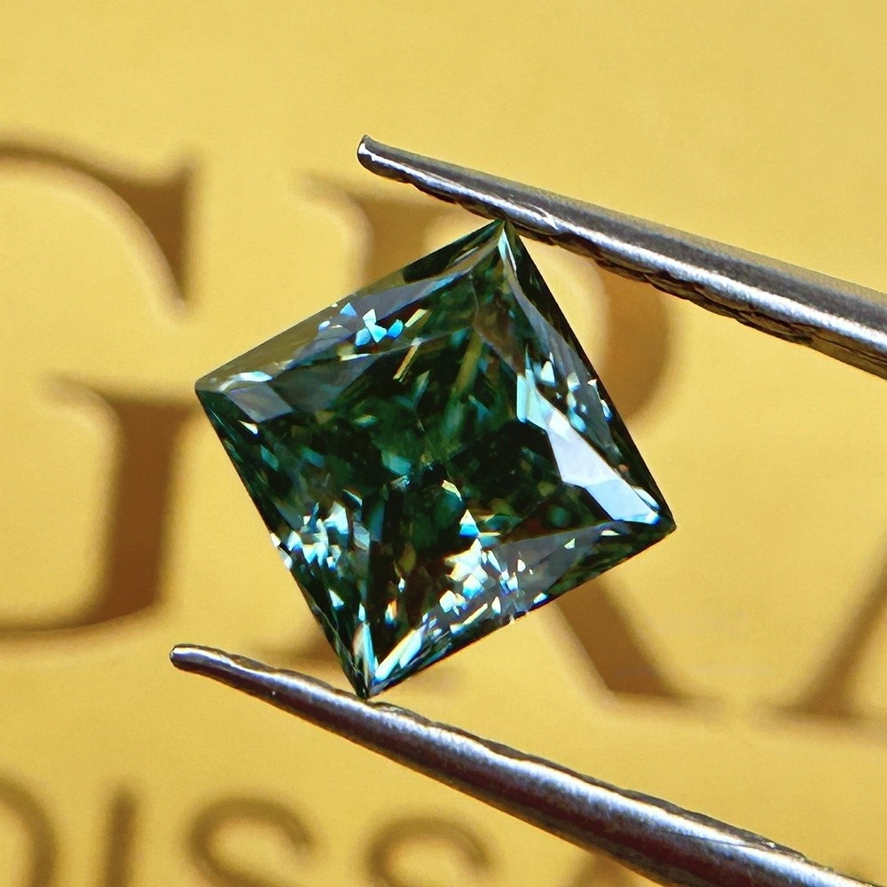 Fancy Color Loose Moissanite Stone 1PCS 5x5mm-12x12mm Princess Cut Blue Green
