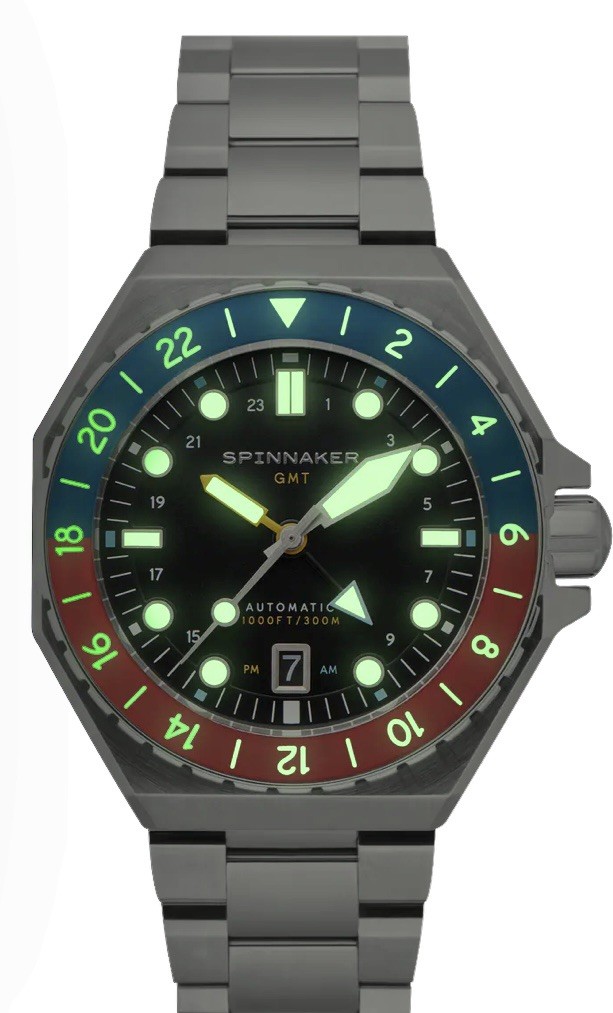 SPINNAKER DUMAS GMT AUTOMATIC Cobalt Crimson 44mm 300m Diver Stainless Steel