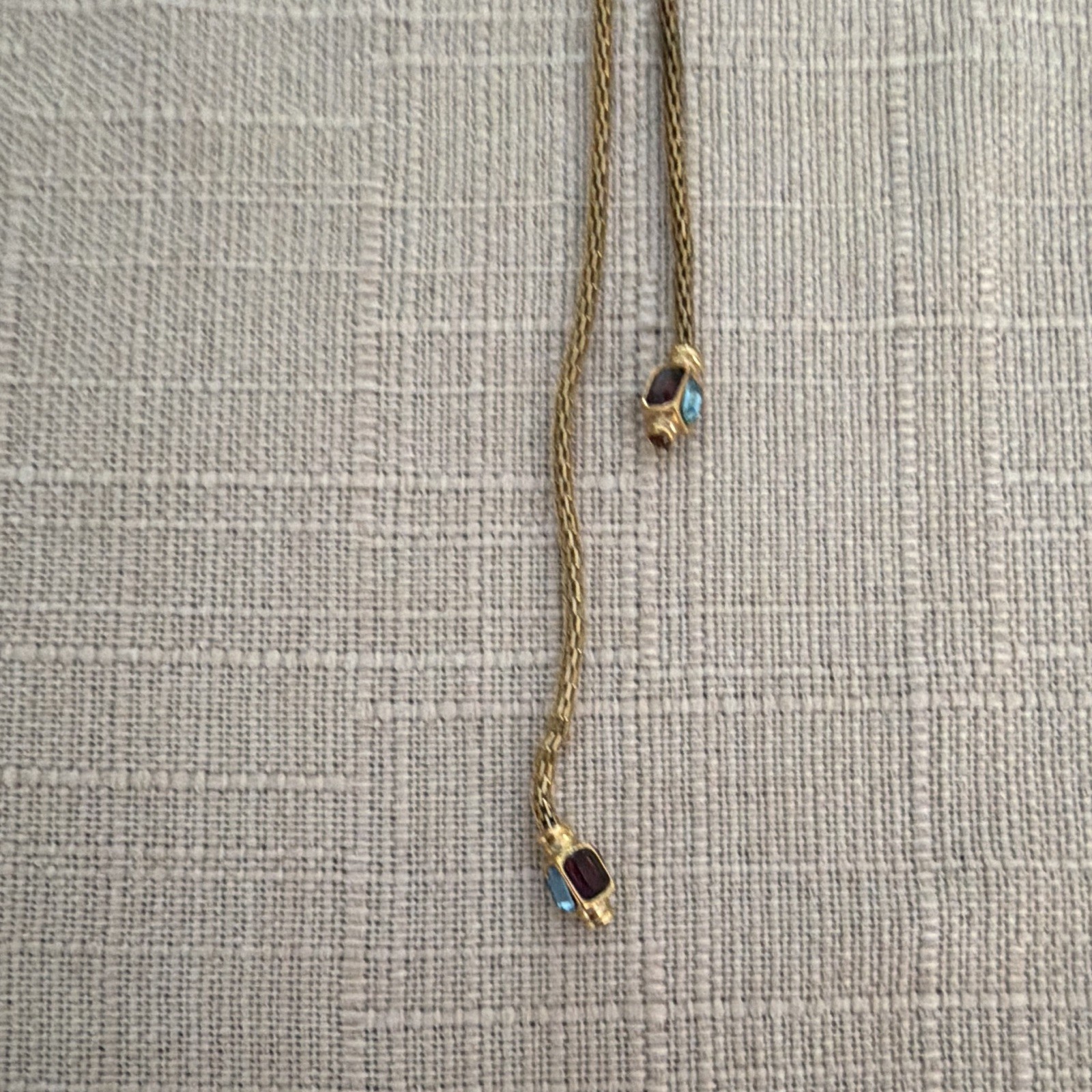 Gold Tone Yellow Gold Plated Adjustable Bolo Snake Chain Multicolor Crystal