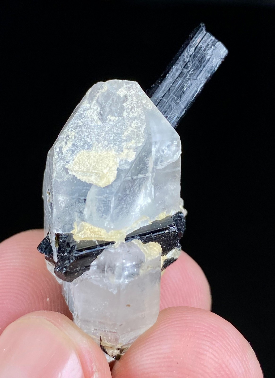 Natural Quardz With Black Tourmaline Crystal Specimen