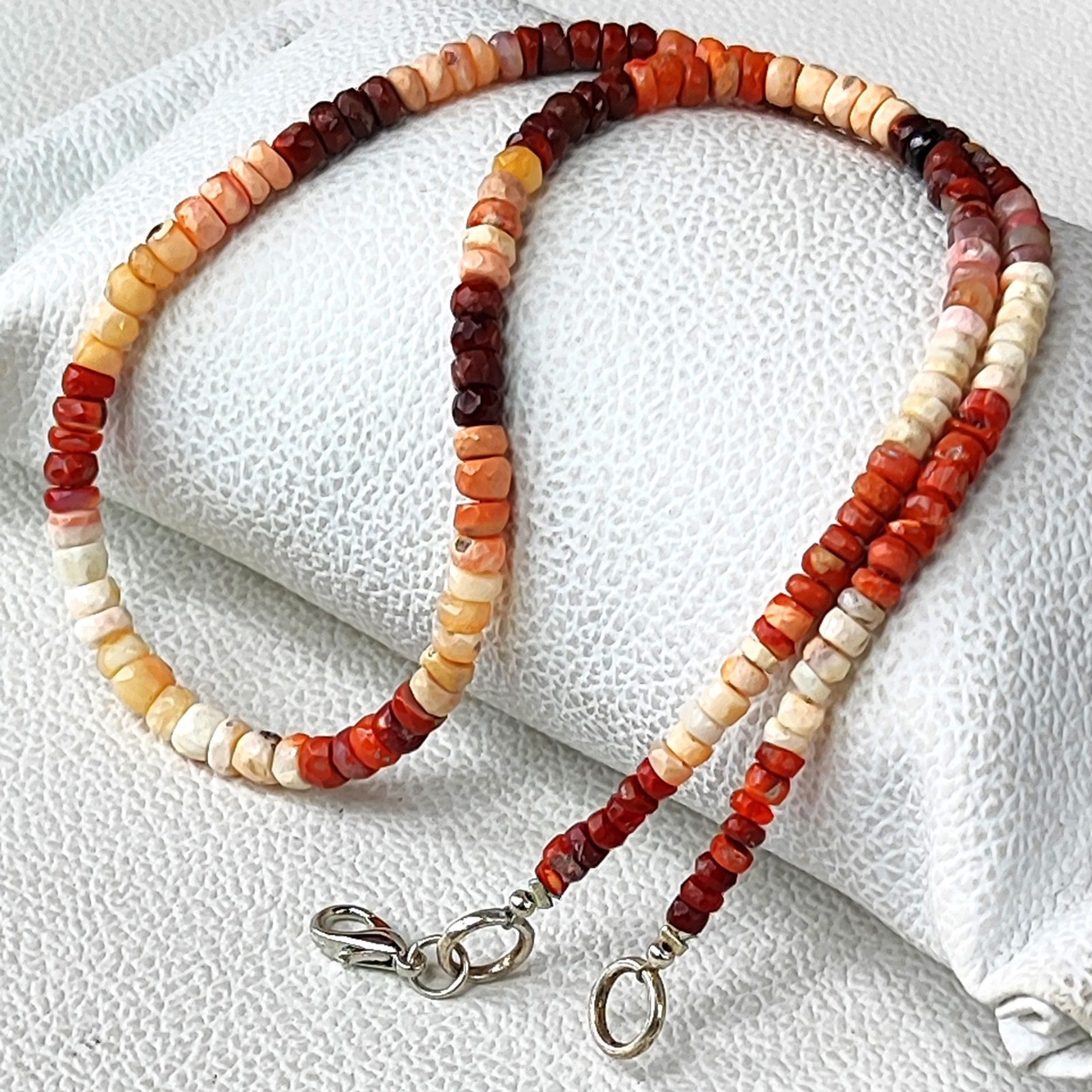 Mexican Orange Fire Opal Gemstone 4-5mm Faceted Rondelle Shape Beads 17″ Gems