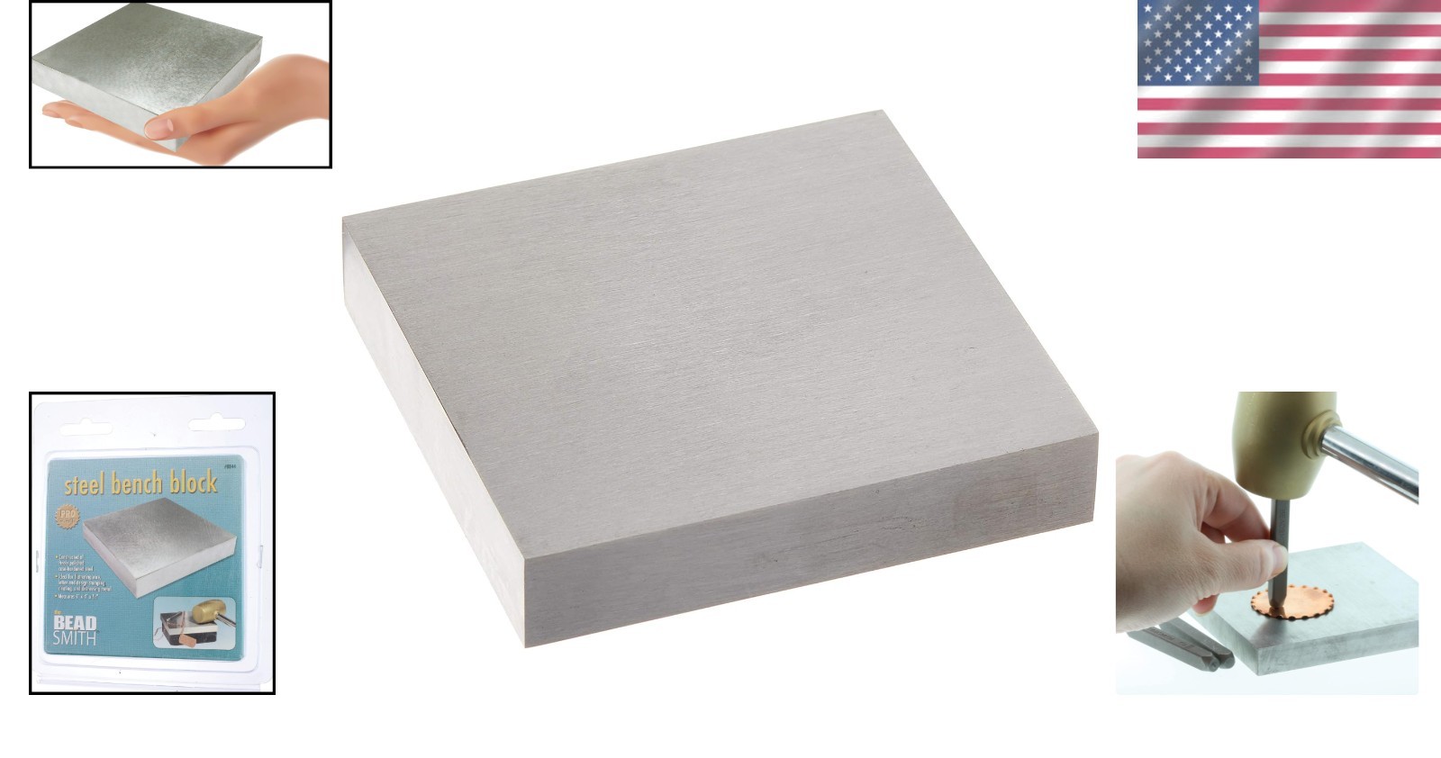 Jewelry Bench Block 4×4 Inches Tool Steel Flat Anvil for Protecting Work Surface