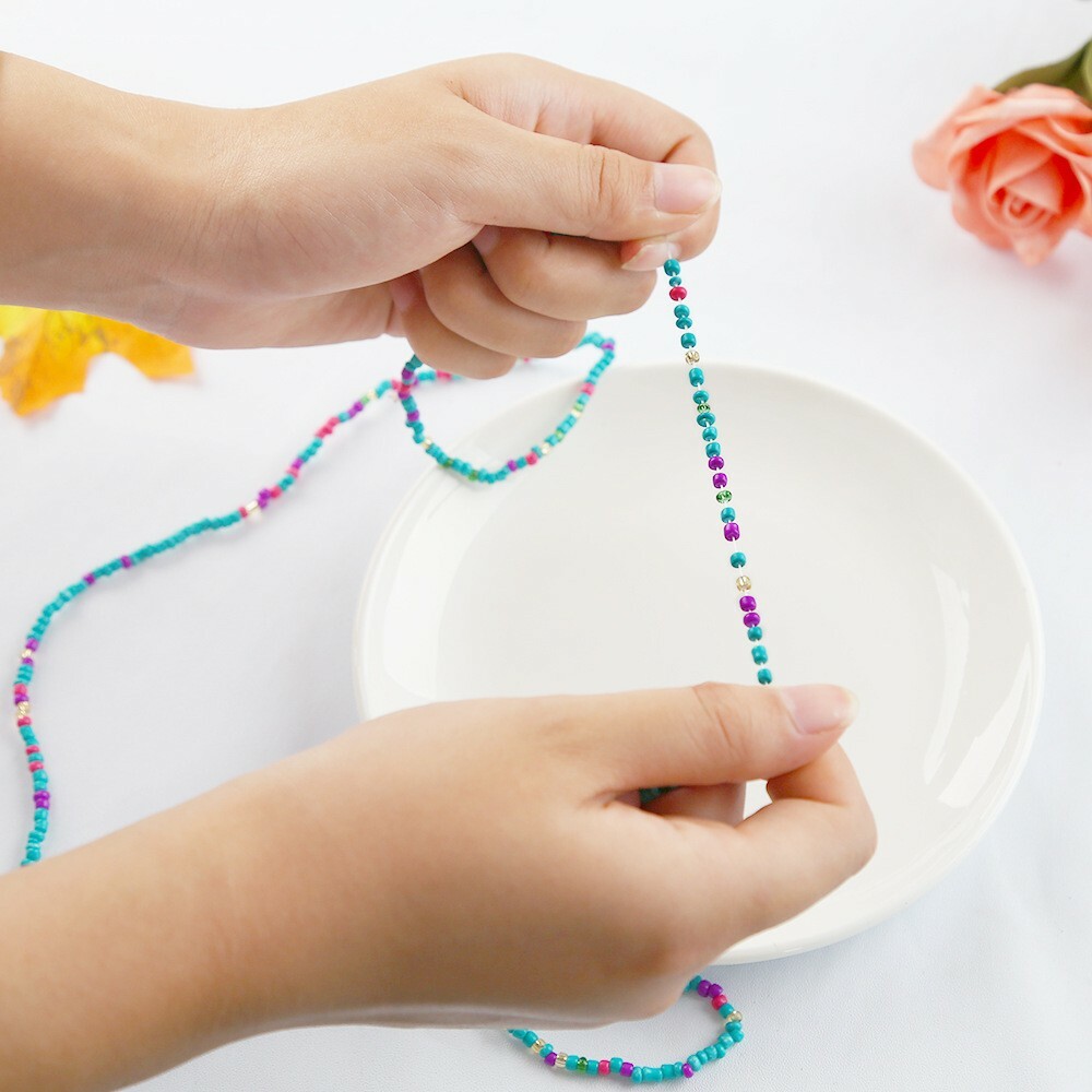 Fashion Women Waist Chain Weave Colorful Beads Body Belly Elastic Sexy Bikini