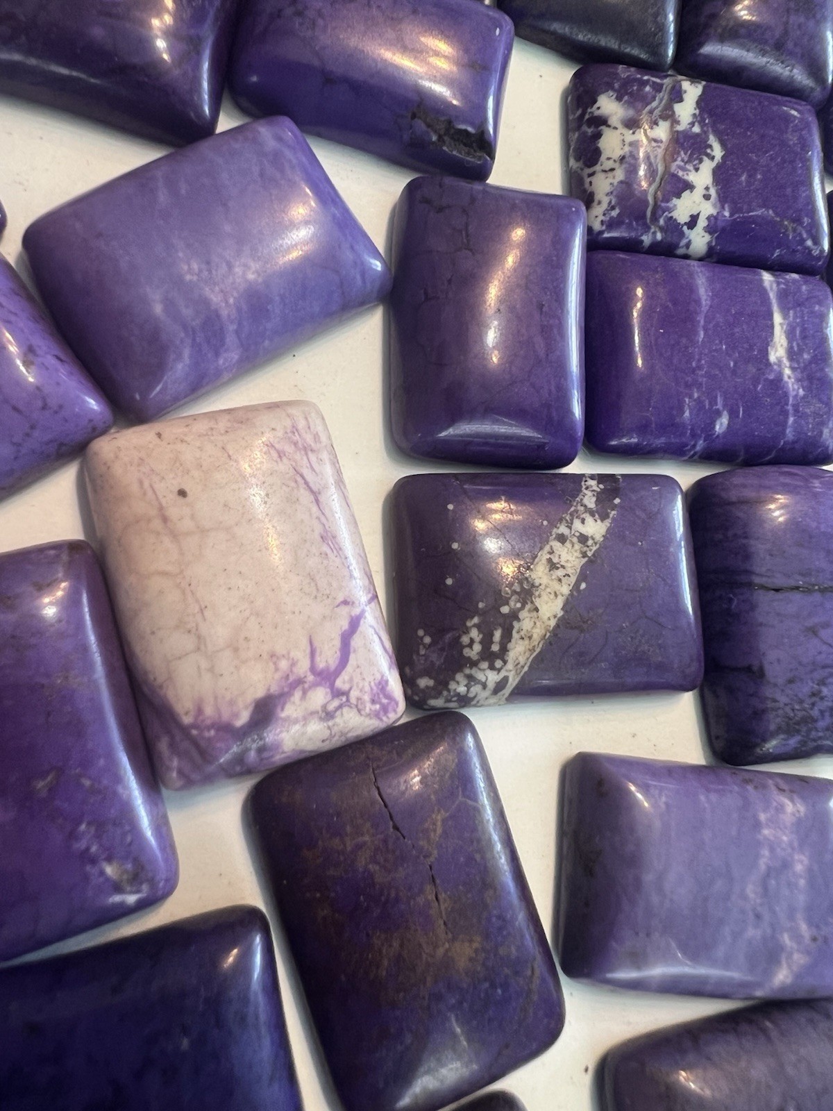 20 Pcs Purple Magnesite Rectangular Cabochon Lot 16mm X 23mm To 18mm X 25mm Mix