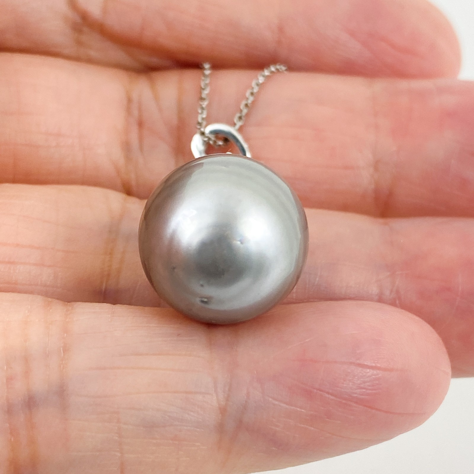 Enormous 15.2mm Genuine Tahitian Pearl Pendant Enhancer, 925 Silver #SP2010