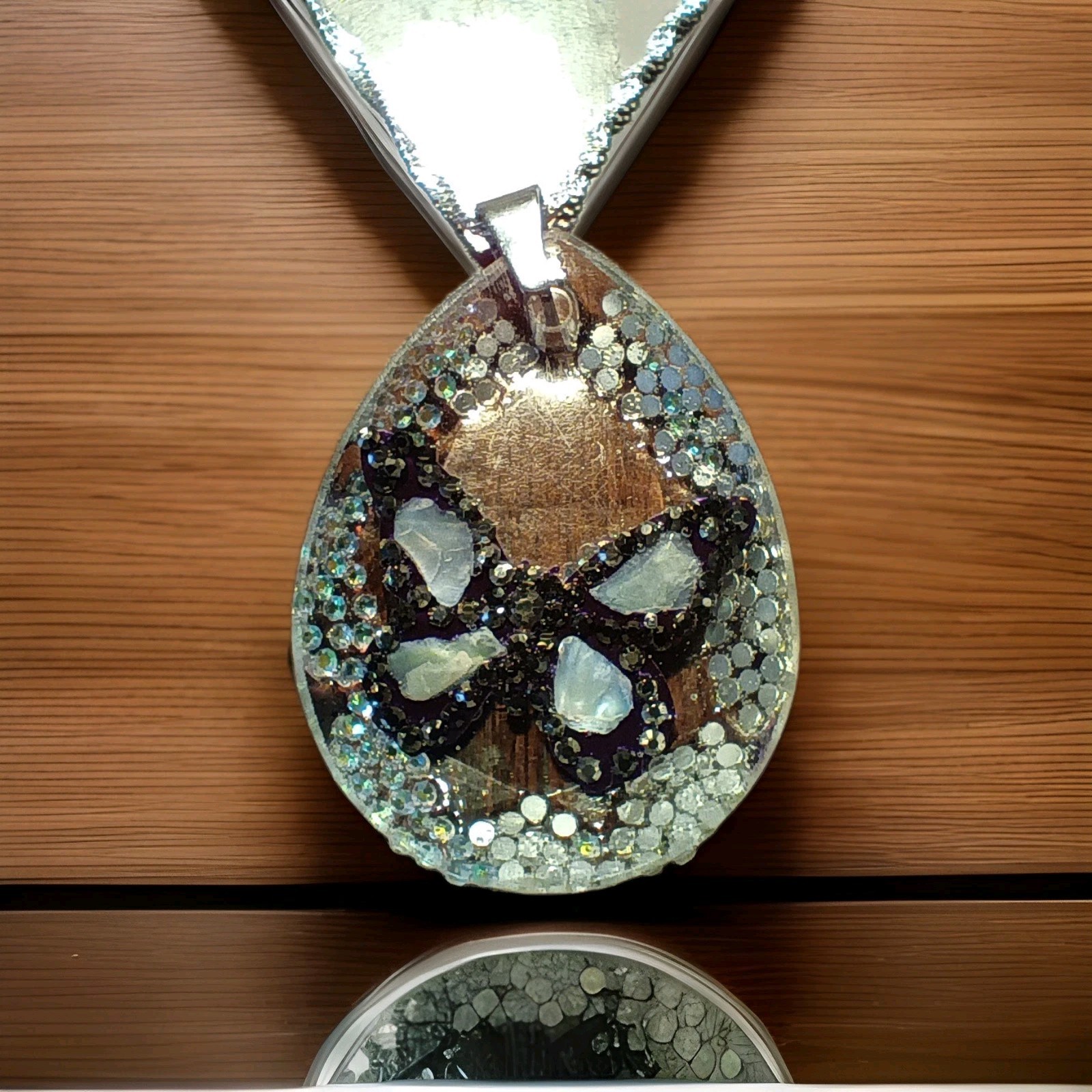 Crystal Butterfly Pendant Necklace, Reversible, Mother of Pearl The Perfect Gift