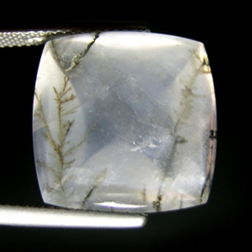 22.65 ct RARE WHITE & PICTURE AS NATURAL DANDRICT QUARTZ Sugarloaf CAB’S LT