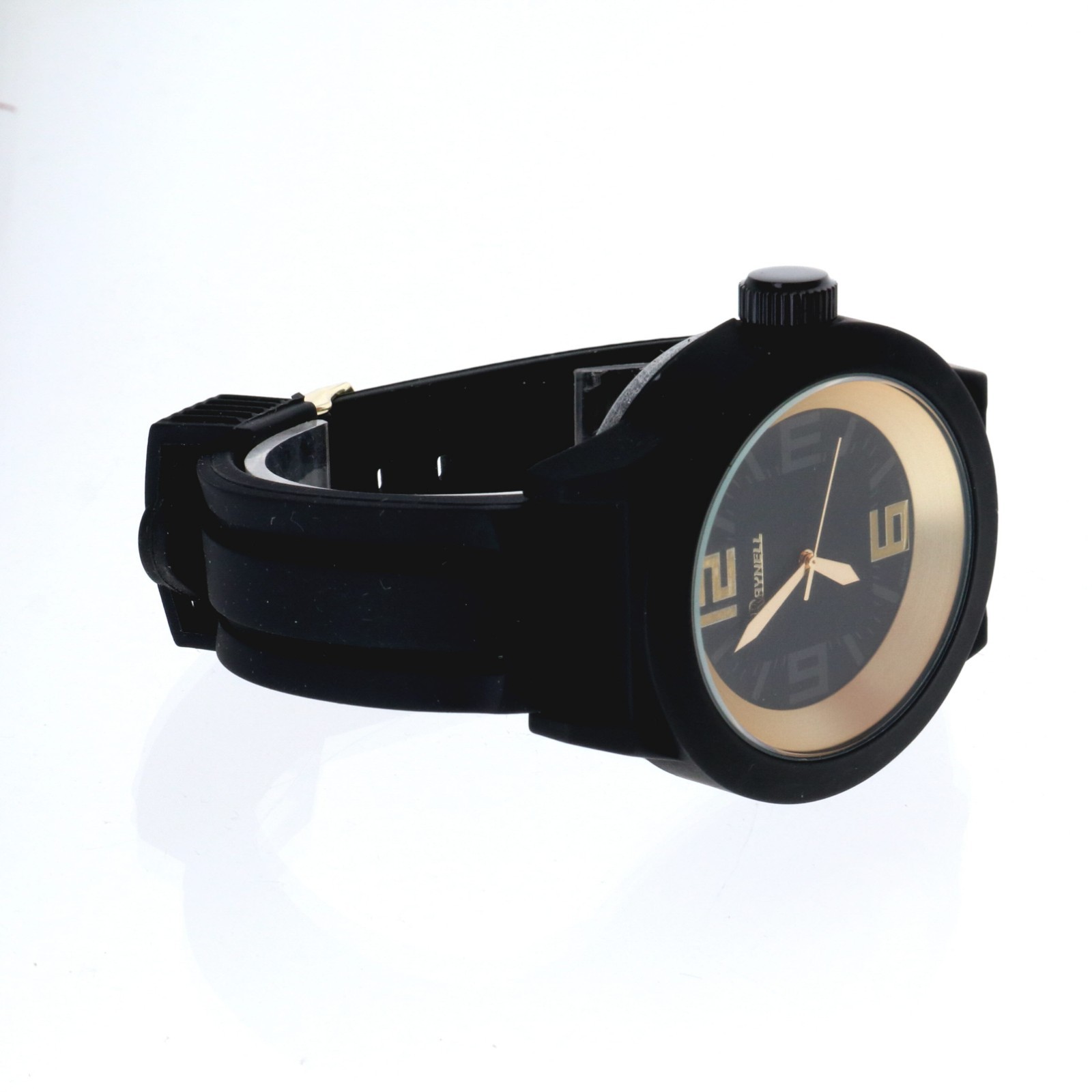 Men’s Raynell Designer Style Black Matt Finish Bezel Black Silicone Band 50mm