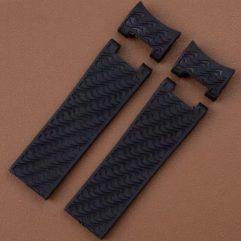 22mm Black Blue Browm Rubber WatchBand for ULYSSE NARDIN Maxi Marine Metal Piece